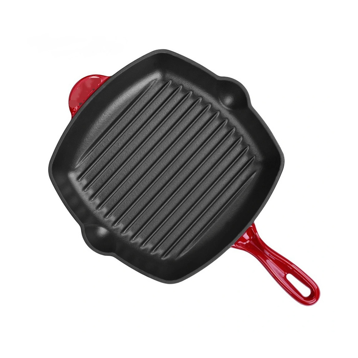 Customized Casting Iron of Home Kitchen Premium Cookware Enamel Cast Iron Square Griddle Pan